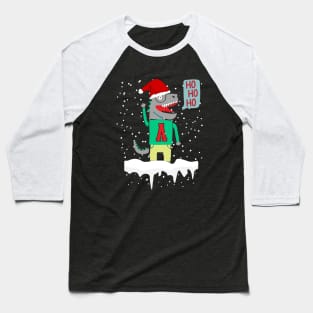 Christmas Dinosaur Ho Ho Ho Baseball T-Shirt